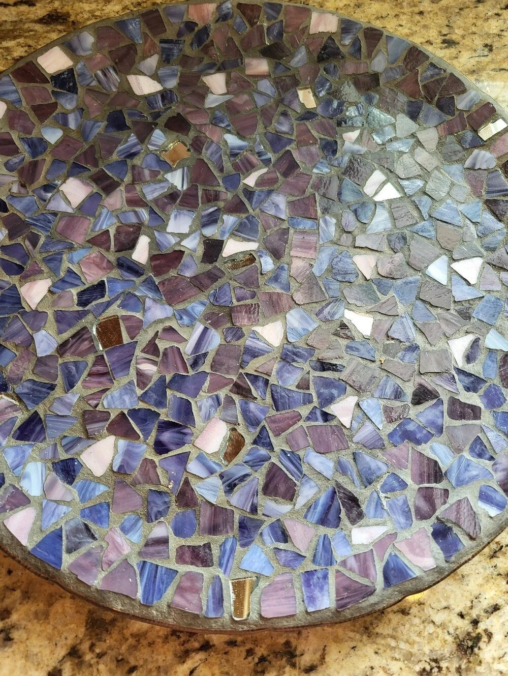 Handmade 13 Inch Mosaic Glass Charger Plate - Purple & Lavender